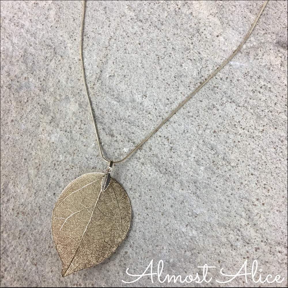 Boho Gold Leaf Long Necklace